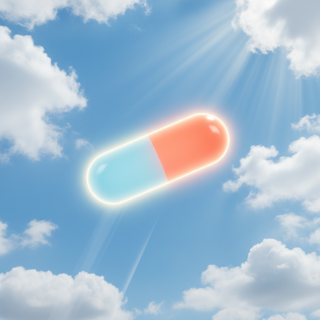 AERO capsule floating with a soft glowing aura